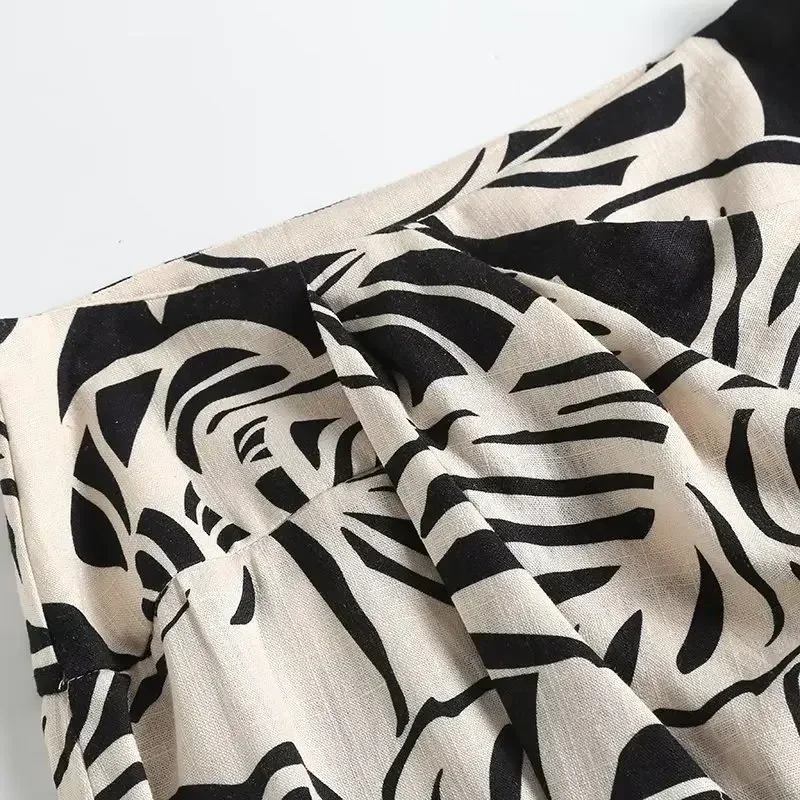 Dames 2023 Chique Mode Temperament Joker Print Patroon Split Lange Rok Retro Hoge Taille Rits Rok Mujer