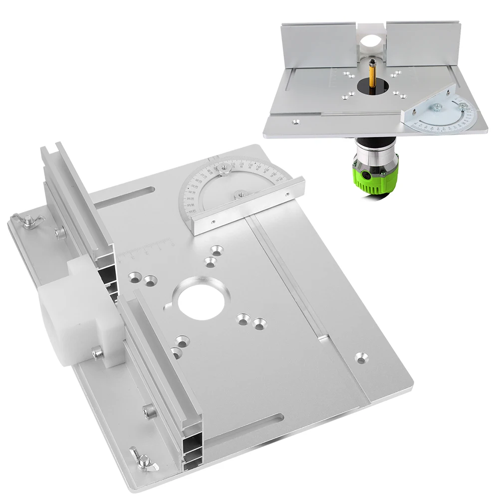 Liga de alumínio Máquina de gravura para madeira, Router Table Insert Plate Trimmer, Bancos Miter Gauge Guide, Ferramentas de carpintaria