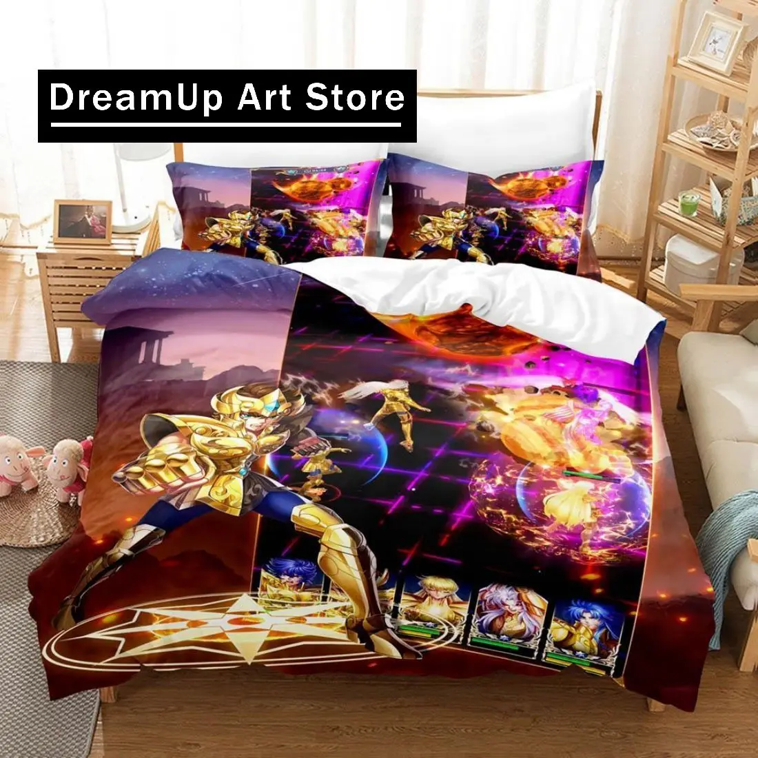 3D Print Fashion Anime Saint Seiya Bedding Set Boys Girls Twin Queen Full Size Duvet Cover Pillowcase Bed Adult Bedroom