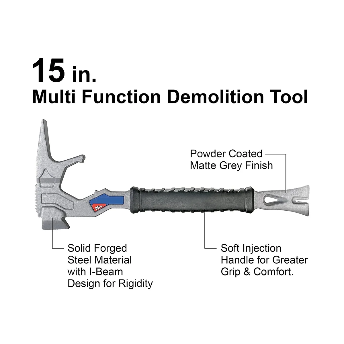 

A91P Outdoor Multifunctional Hammer Nail Remover Crowbar Fire Rescue Tool Demolition Tool
