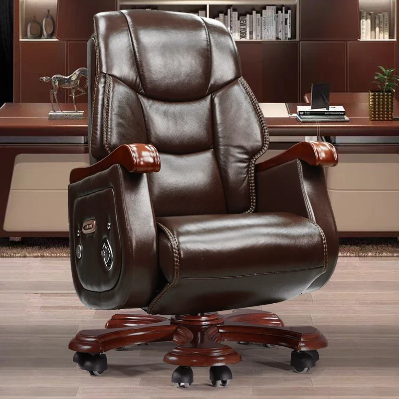 

Bedroom Armchair Electric Footrest Office Chair With Wheels Solid Wood Frame Recliner Gaming Silla De Escritorio Furniture