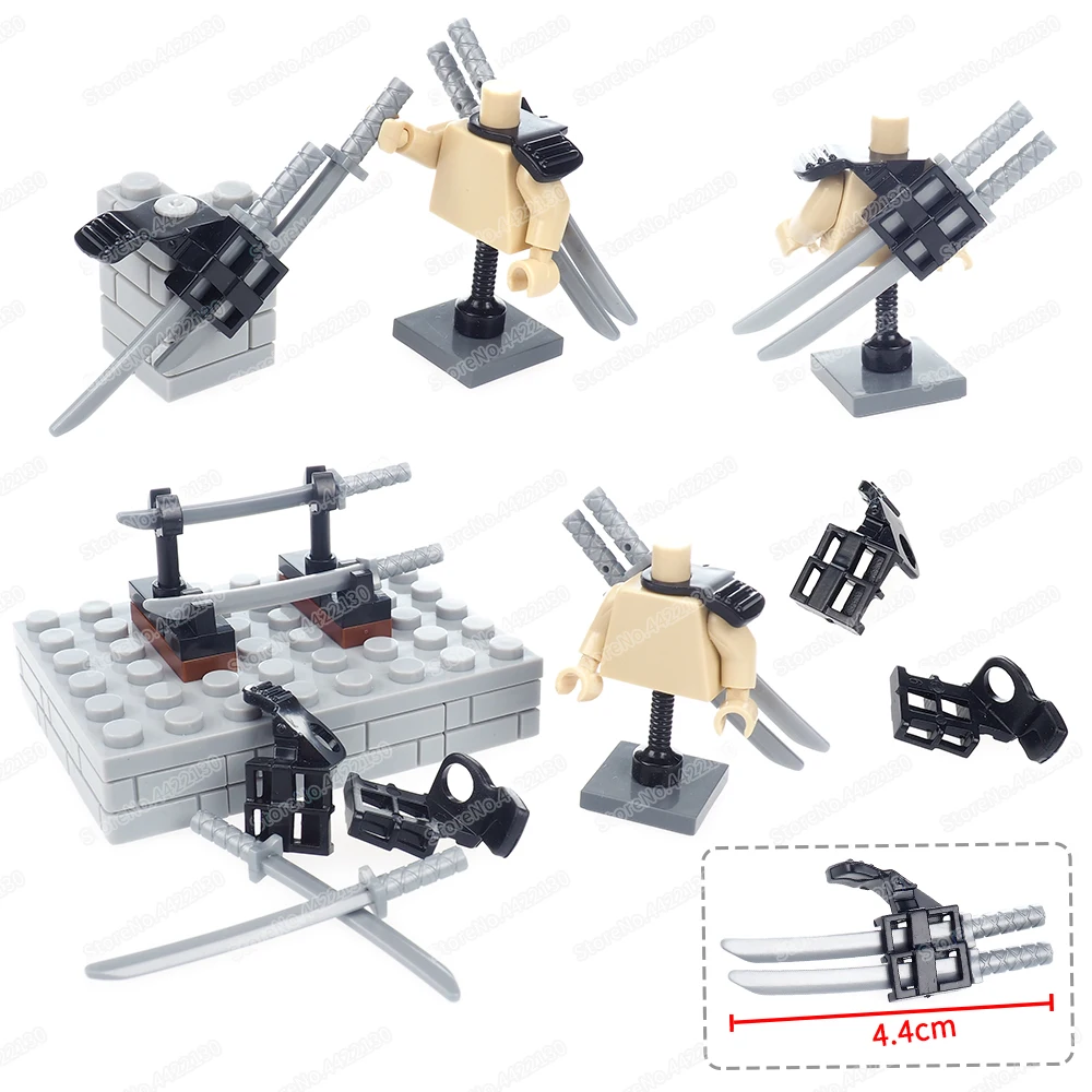 Blade Warrior Double Tool Holder Equipment Building Block Moc Figures Magic  Knife Weapons Model Assembled Child Gift Toys