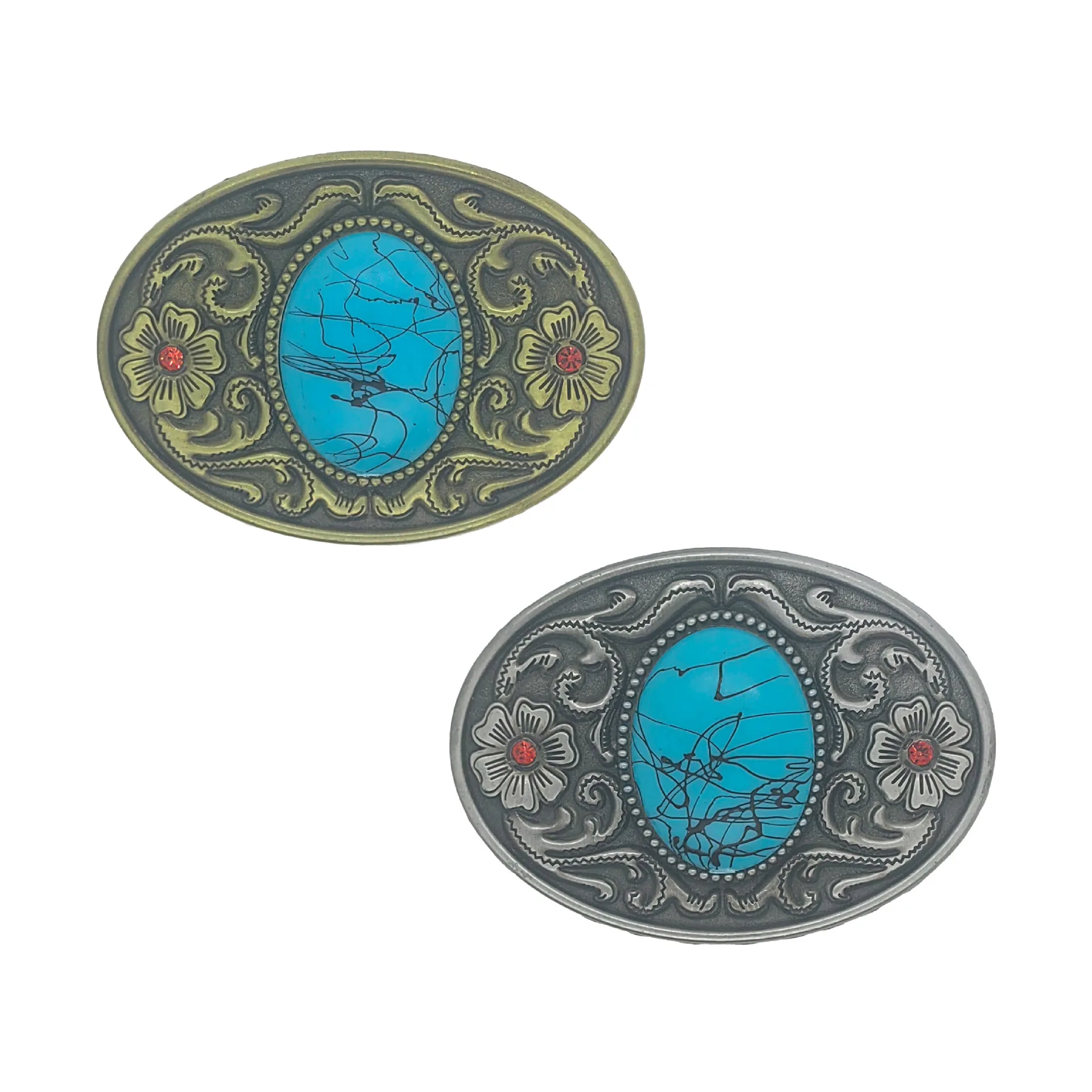 New Tangzao pattern agate blue turquoise belt buckle head. Western cowboy style, European and American fashion belt buckle head.