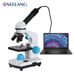 Zoom 2000x microscopio biologico HD + 13 pezzi accessori + oculare elettronico monoculare studente laboratorio educazione LED USB