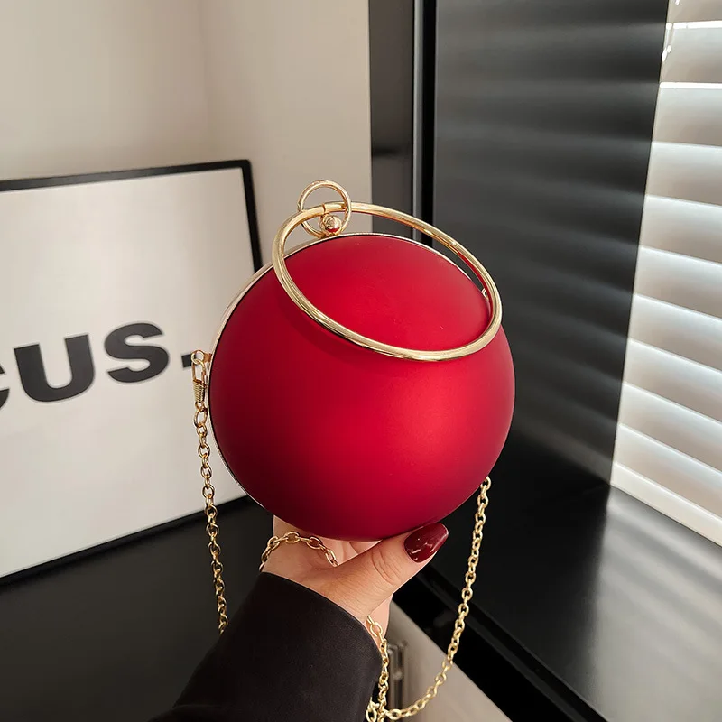 

Casual Acrylic Evening Banquet Bag Chain Wrist Ball Handbag Crossbody Large Capacity Ladies Clutch Bag Women
