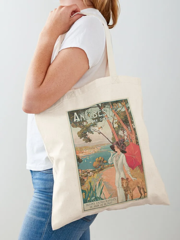 Vintage Antibes French Riviera Cote d'Azur ad Tote Bag shopping bag Women's shopper cloth bag woman