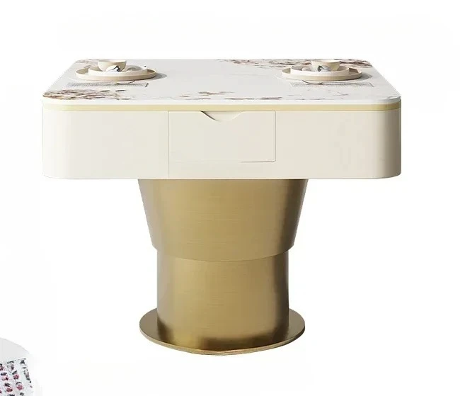 A  Slate three-purpose mahjong table, modern home living room multi-functional lifting integrated coffee table dining table