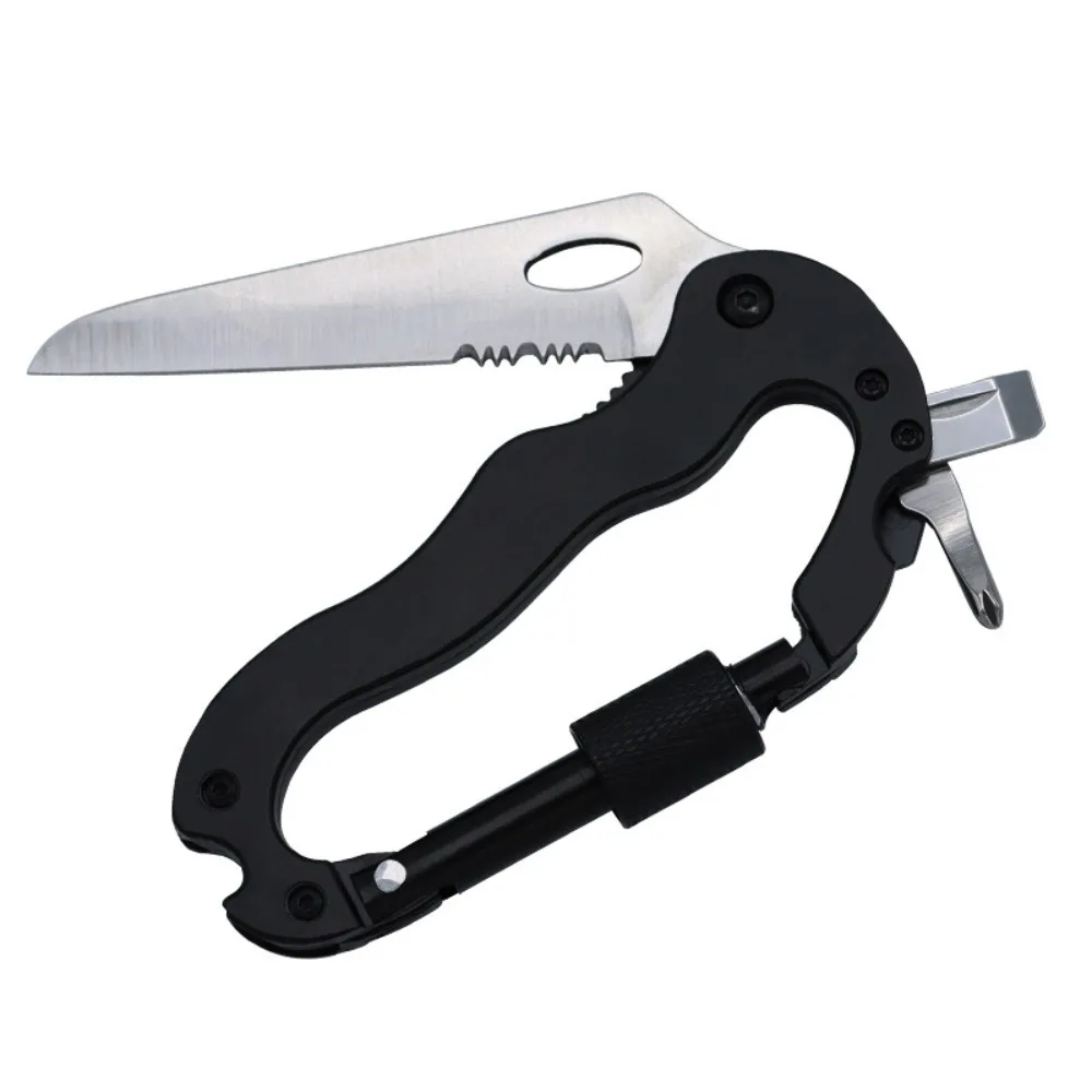 Outdoor Tools Wine Opener Multi-Function 5 in 1 Cross Screwdriver Mountaineering Buckle Bottle Opener Fast Hanging Buckle