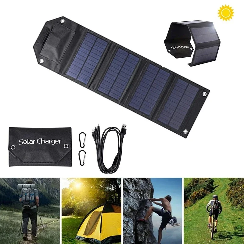 8W Solar Panel Foldable 5V USB Energy Solar Cell Charger Folding Waterproof Solar Panel Outdoor Mobile Power Battery Charger