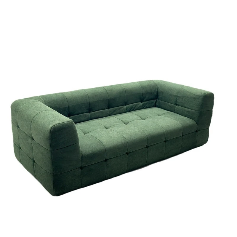 Modern simple sofa living room small apartment straight row boneless frame pure sponge fabric versatile