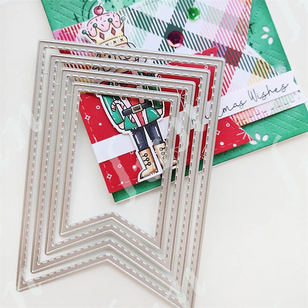 Nested Stitched Banner Christmas Joy Word Metal Cutting Dies Stamps Stencil Hot Foil Plate DIY Scrapbook Embossing Template