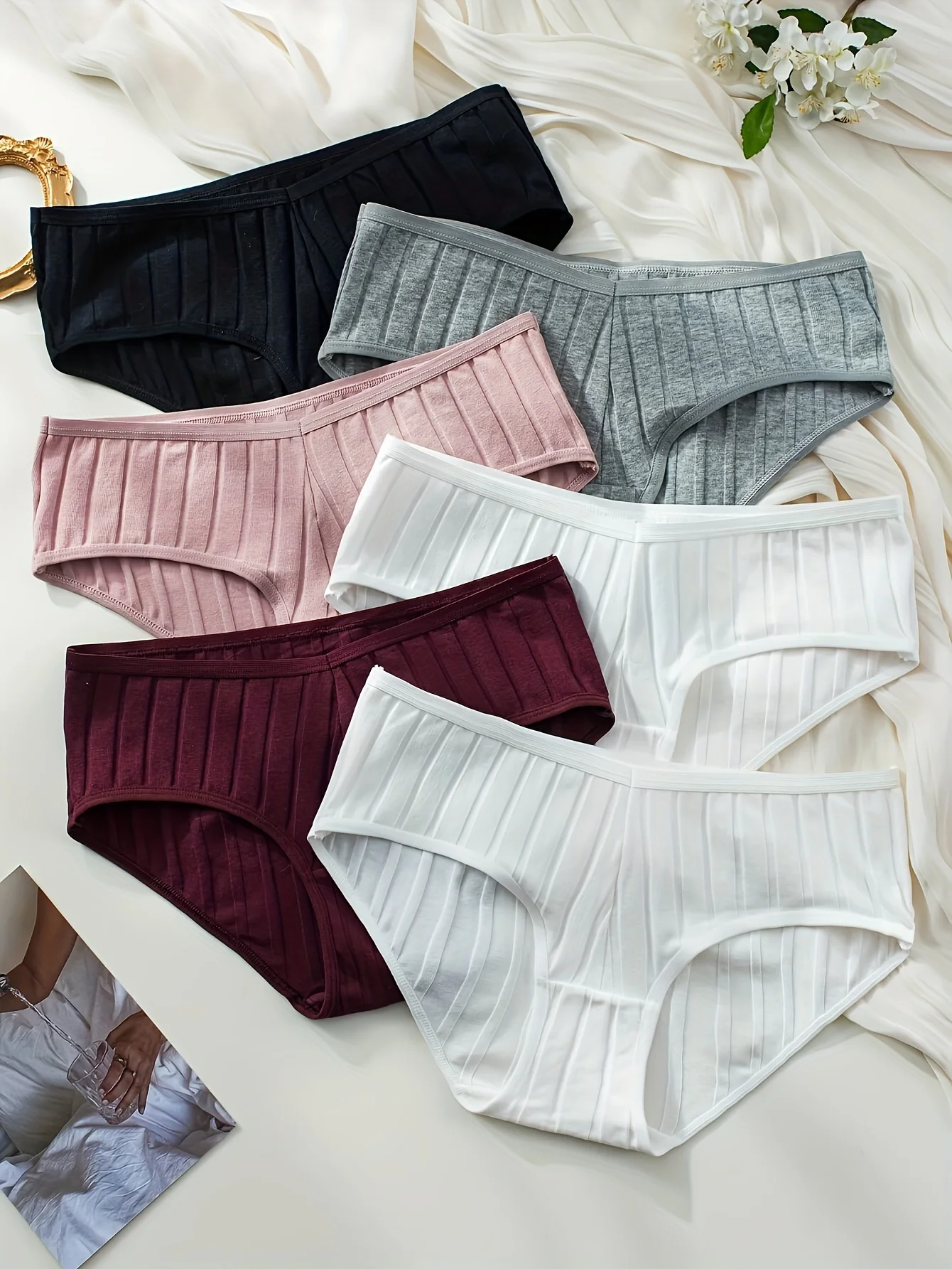 

Женские трусы разных цветов из чистого хлопка со средней талией, состоящие из 6 предметов, женское нижнее белье из высокоэластичной ткани, новые нежела больших размеров.