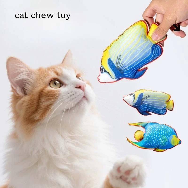 Cat Chew Toy Simulated Plush Fish Catnip Interactive Bite-resistant Kitten Toy Teeth Cleaning Teasing Cute Cat Toy Supplies