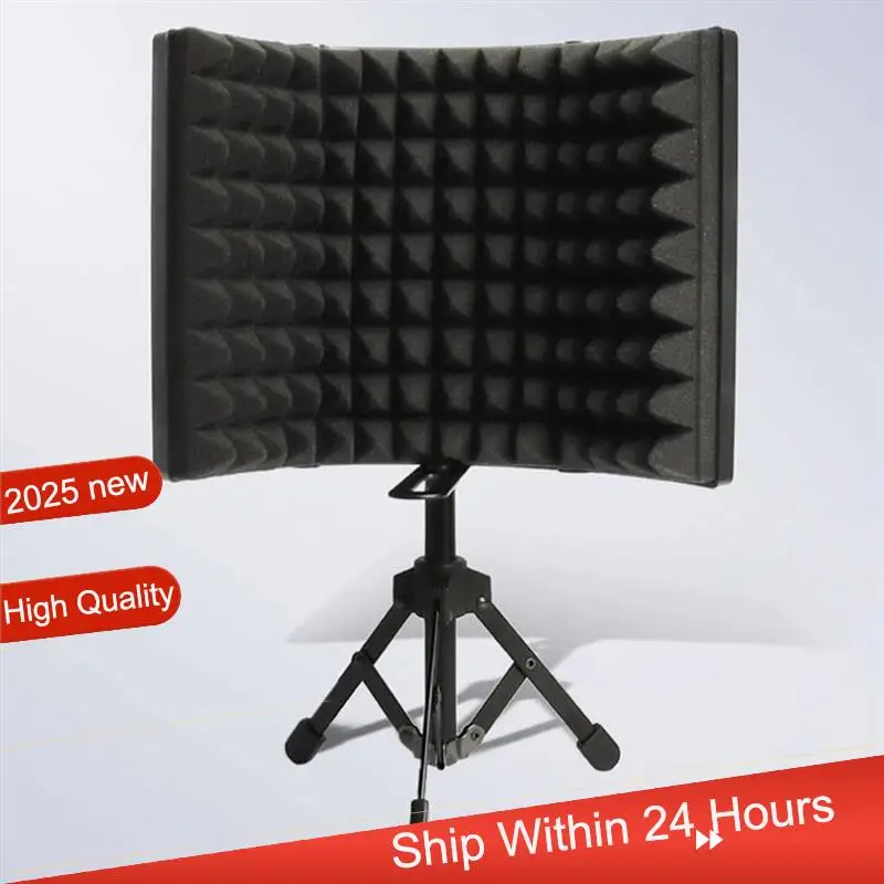 ~【A48T HOT】Microphone Isolation Shield For 3 Sides For Studio- Vocals For Studio Broadcast Podcasts Recording With Metal Tripod view 2