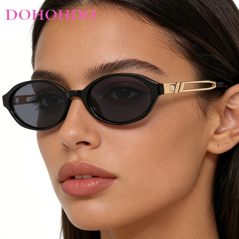 

2026 Trendy Vintage Small Hollow Frame Sunglasses Women Men Fashion Oval Sunglasses Female Summer Traveling Shades Eyewear UV400