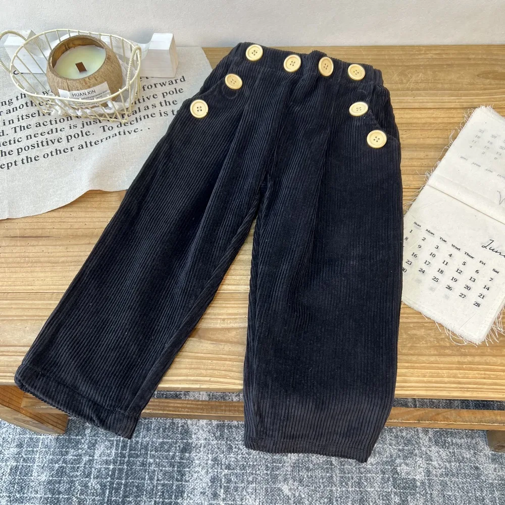 

Korean Children's Corduroy Casual Pants 2025 Autumn and Winter Models Children's Clothing Fashionable Retro Korean Trousers