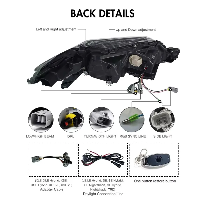 Factory Headlamp For Toyota Camry 2018-2024 LE SE XLE XSE TRD Sedan With Blue Animation Start-up Headlight