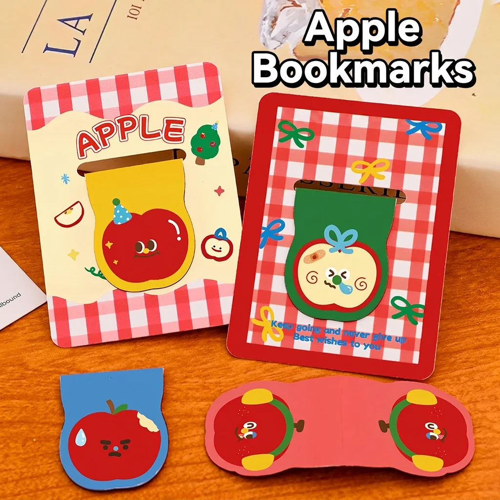 Paperclip Magnetic Set - Милые магнитные закладки в форме яблока,
