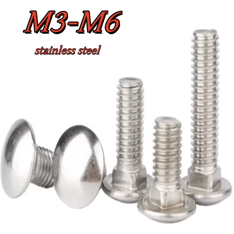 M3 M4 M5 M6 Carriage Bolts Cup Square Domed Screws A2-70 Stainless Steel