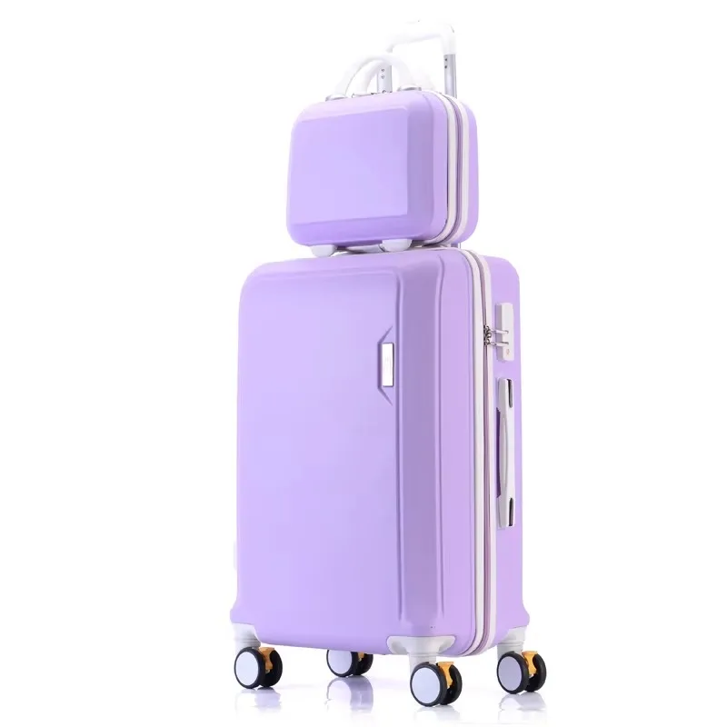 Valise violette résistante aux rayures de 26 pouces, Double tige, coque rigide en Abs avec point de verrouillage combiné