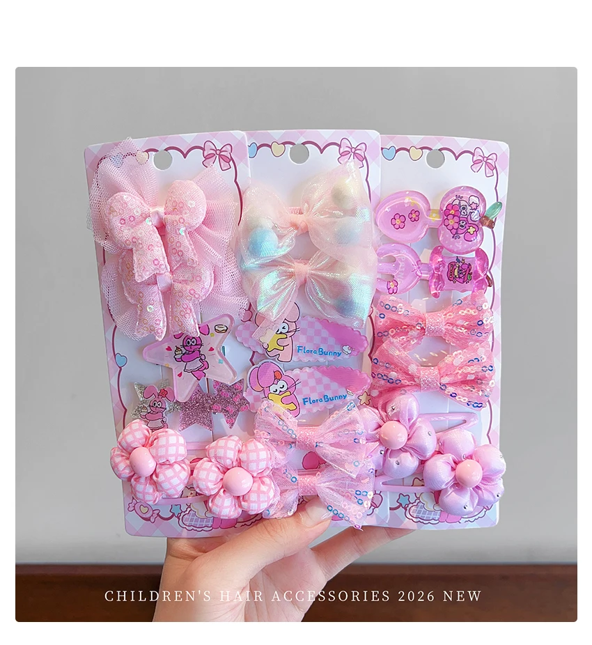 2026 Neue Rosa-Blaue Blumen-Haarspangen-Set für Kinder und Mädchen, Organza-Schleife mit Cartoon-Druck, Haarklammern für Kleinkinder, Haaraccessoire-Geschenk – Detail 2