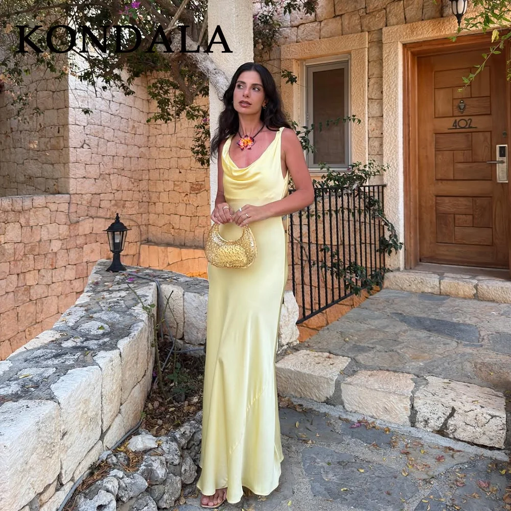 KONDALA 2025 Abiti gialli burro autunnali per le donne Abiti eleganti da ritorno a casa Abiti da cerimonia per invitati con spalle scoperte Abiti da donna