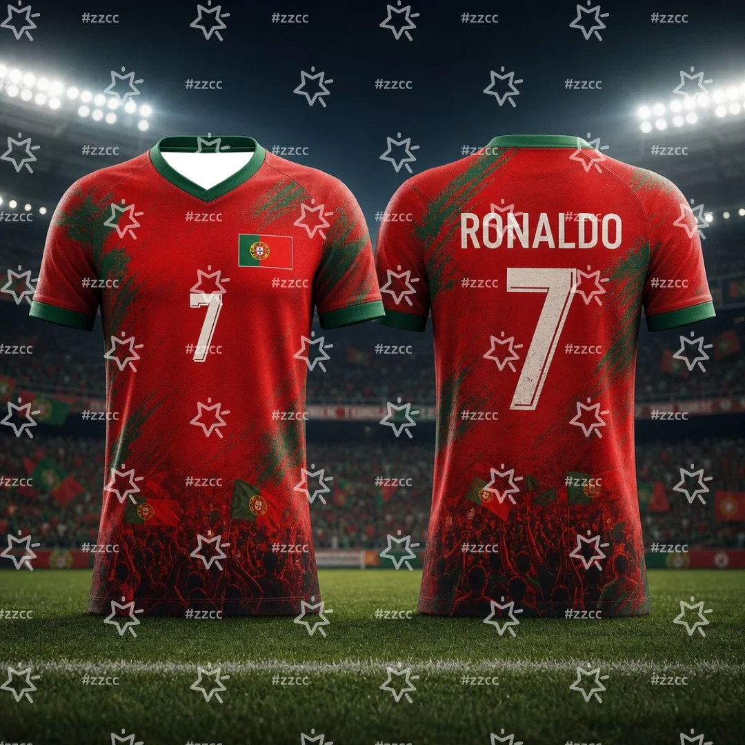 2026 Cristiano Ronaldo No. 7 Football Jersey Portugal fan gifts Summer Sports Men's T-Shirt Children's Clothing Tee Y2k Woman ﻿