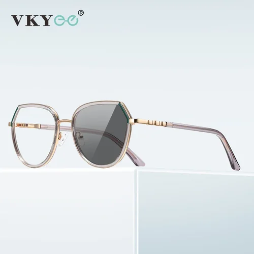 Imagen 1 del producto VKYEE, gafas de lectura redondas antiazules para mujer, miopía óptica, fotocromática, moda personalizada, personalización de prescripción PFD3130