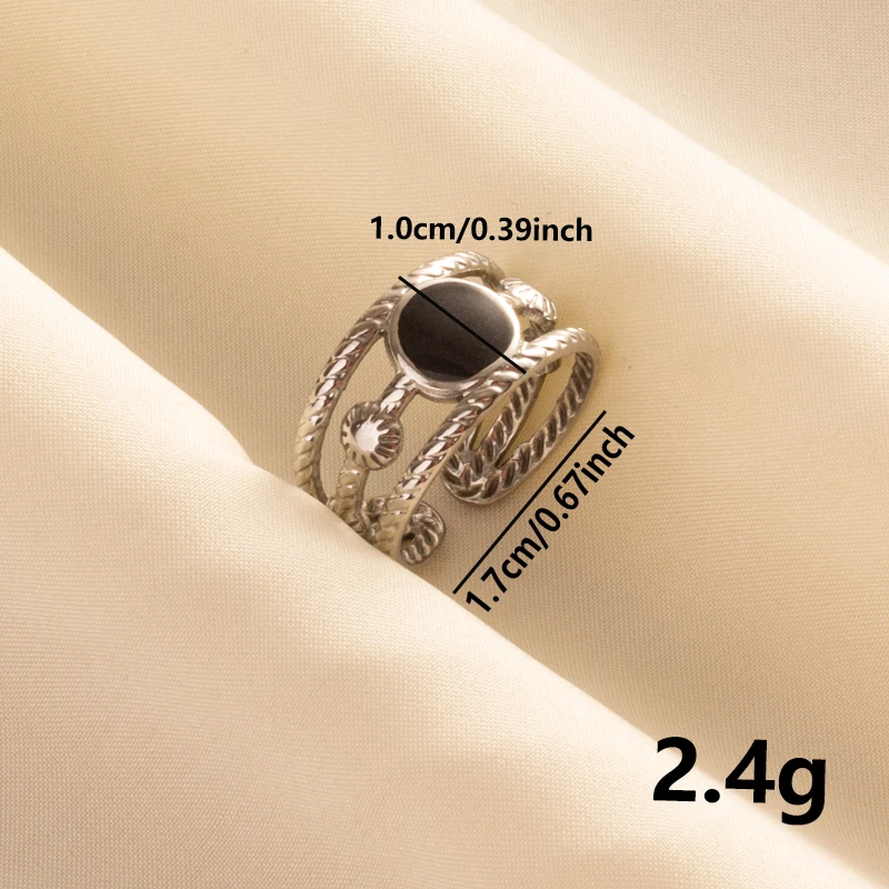 1/3pcs Unique Creative Circular Oil Drip Drop Rings For Women Vintage Stainless Steel Adjustable Open Ring Couple Accessories