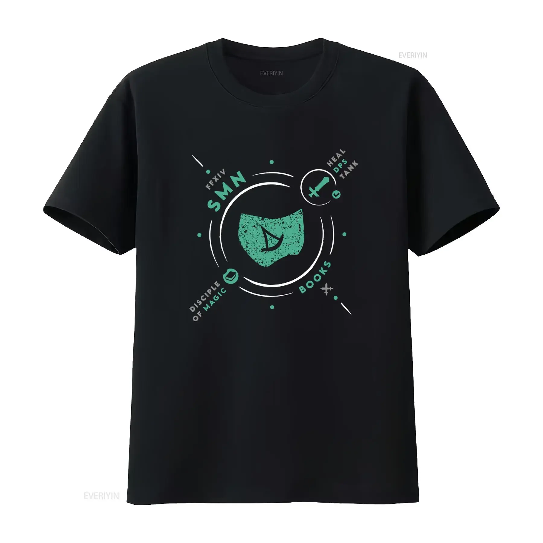 Camiseta inspirada en Ffxiv Summoner Smn Dps Job Ff14 Mmo Gamer, ropa de calle unisex vintage lavada, elegante, suave, a la moda, transpirable