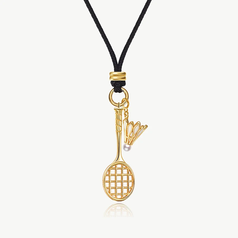 S925 silver badminton racket necklace, pearl small badminton pendant, sports enthusiast's accessory