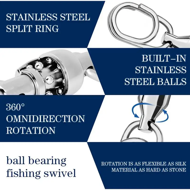 Bearing Swivel Solid Rings Stainless Steel Fishing Connector Freshwater Saltwater Fishing for Trolling Fishing gear accessories