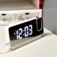 360° Projection Digital Alarm Clock LED Electronic Table Watch Clock Bedside Desk Clock Temperature Date Display Snooze Model