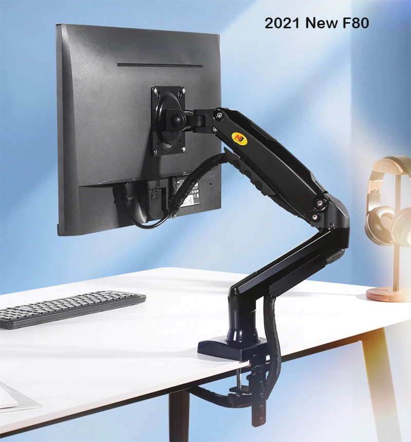 F80 Gas Spring 17-30 inch Desktop LED LCD Monitor Mount Holder Arm Ergonomic Gas Strut Flexi Mount Load 2~9kgs