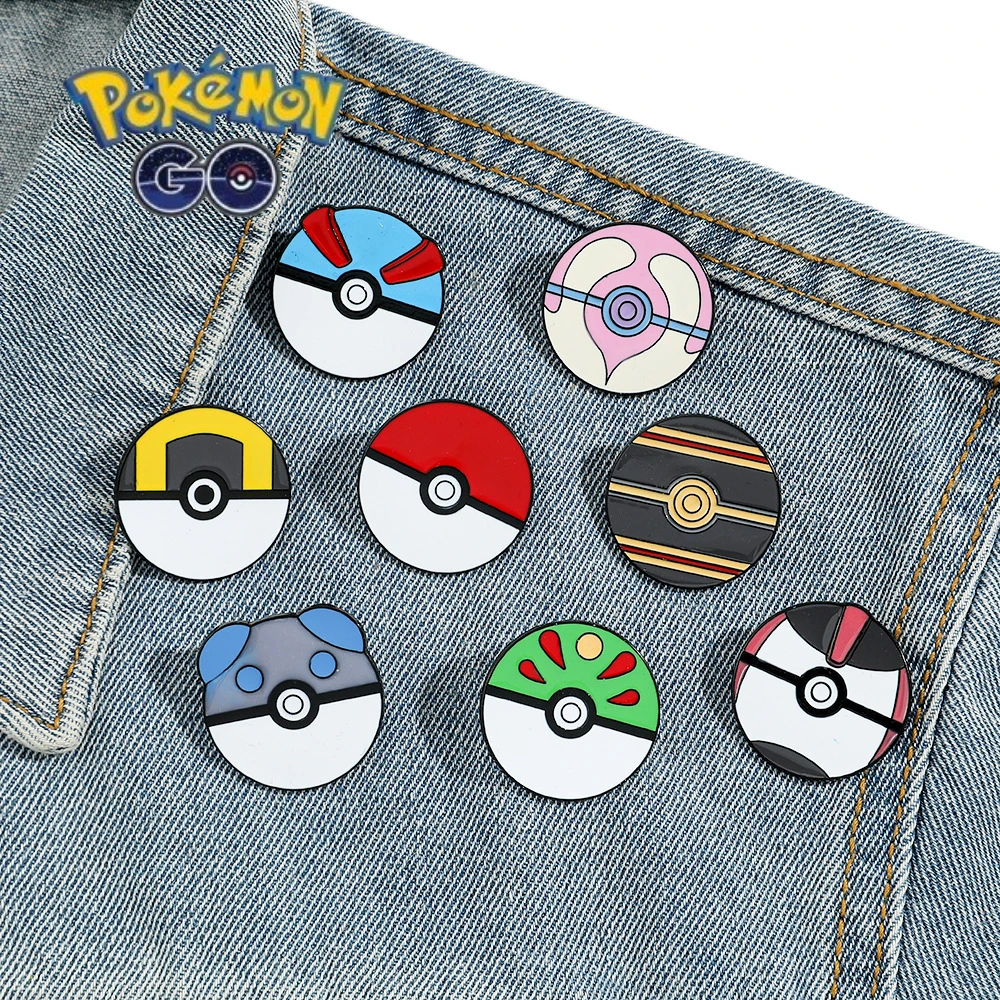 

Pokemon Cartoon Poke Ball Alloy Brooch Anime Series Poke Ball Enamel Pins Hat Clothing Backpack Fashion Jewelry Decoration