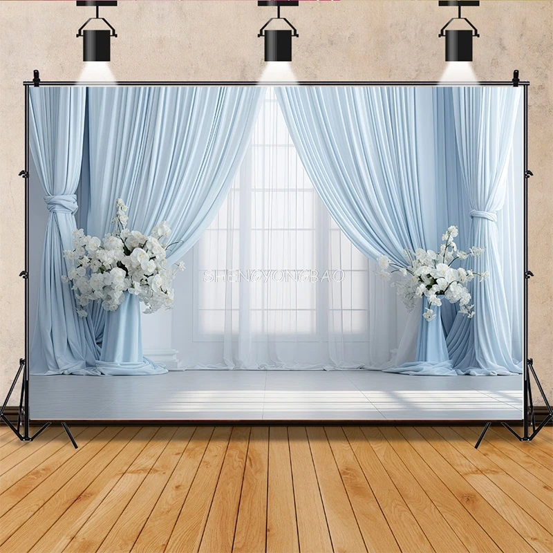 Fantasy Wedding Stage Photography Backdrops Flower Arch Background Banner Interior Curtain Decorated Photo Studio Props SG-02