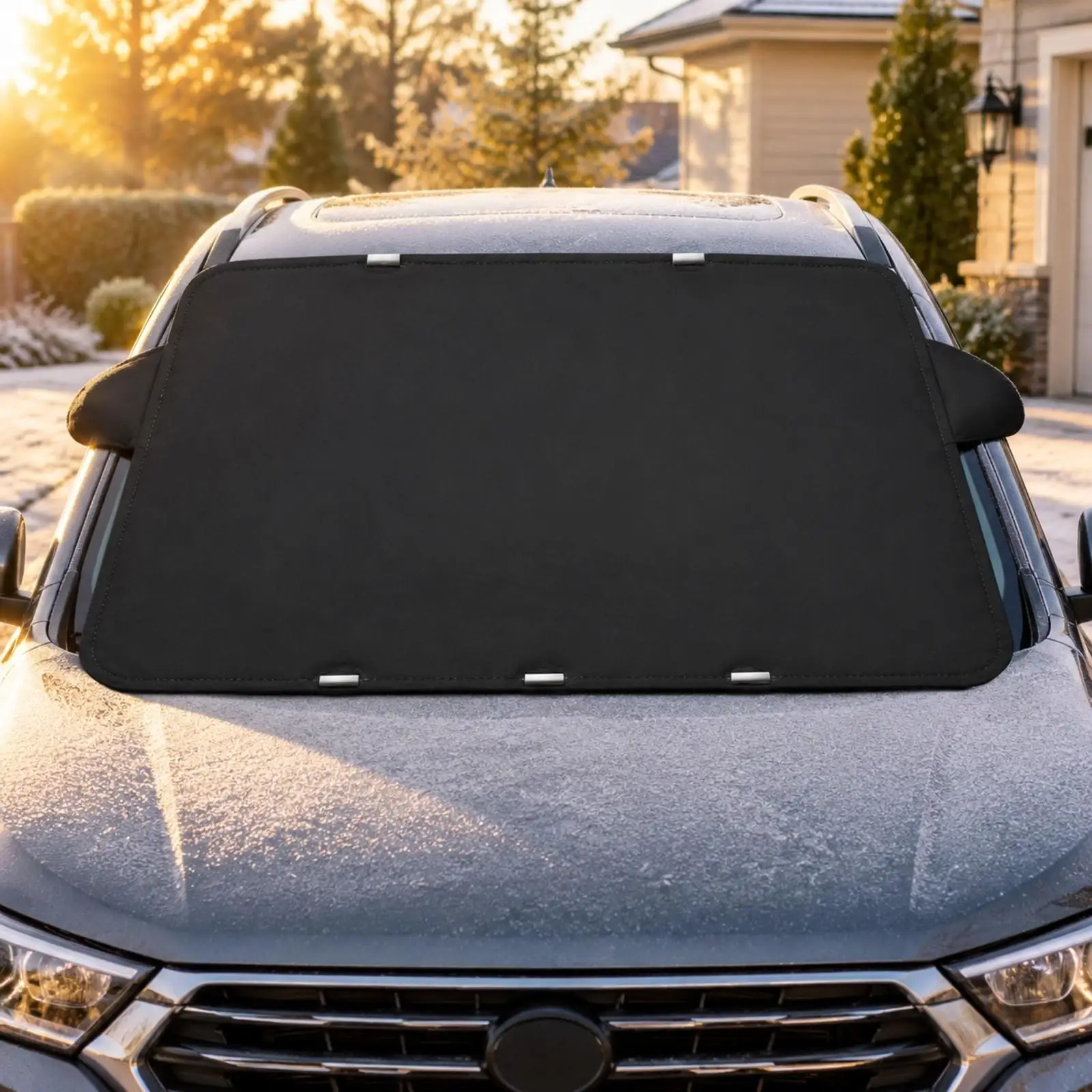 Foldable Car Snow Cover Windshield Ice Protector Silver Coated Fabric Reflective Shield for Vehicle Sun Frost