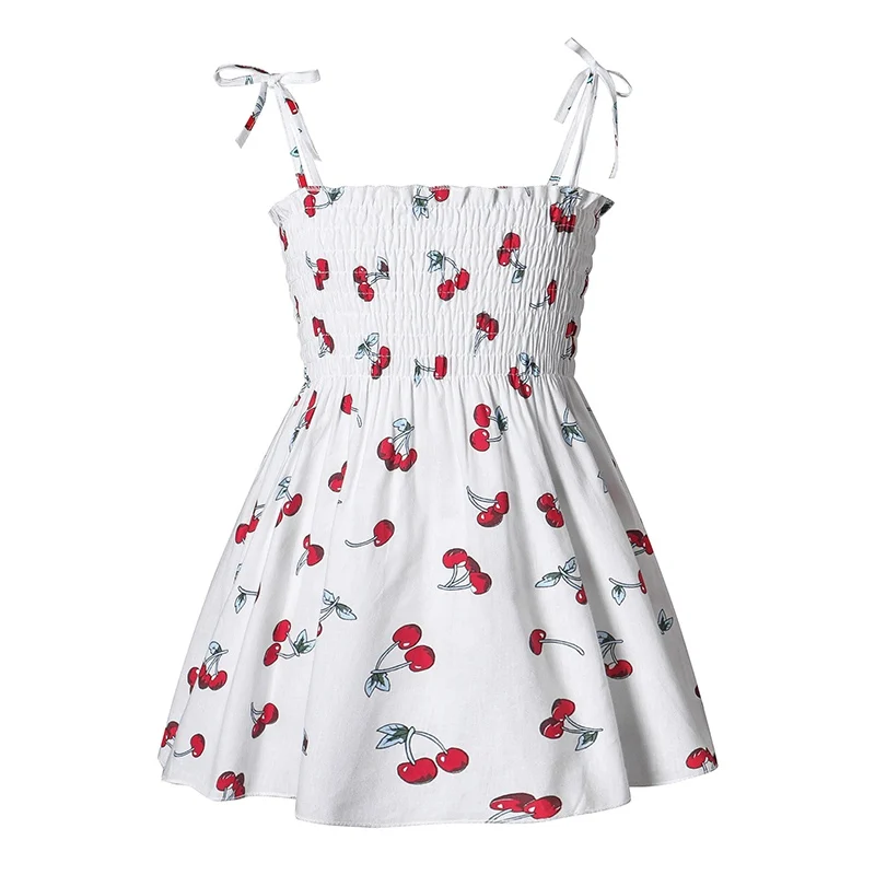 2024 Summer Girls Casual Dresses Daisy Print Suspender for Baby Sleeveless Floral Beach Dresses Children