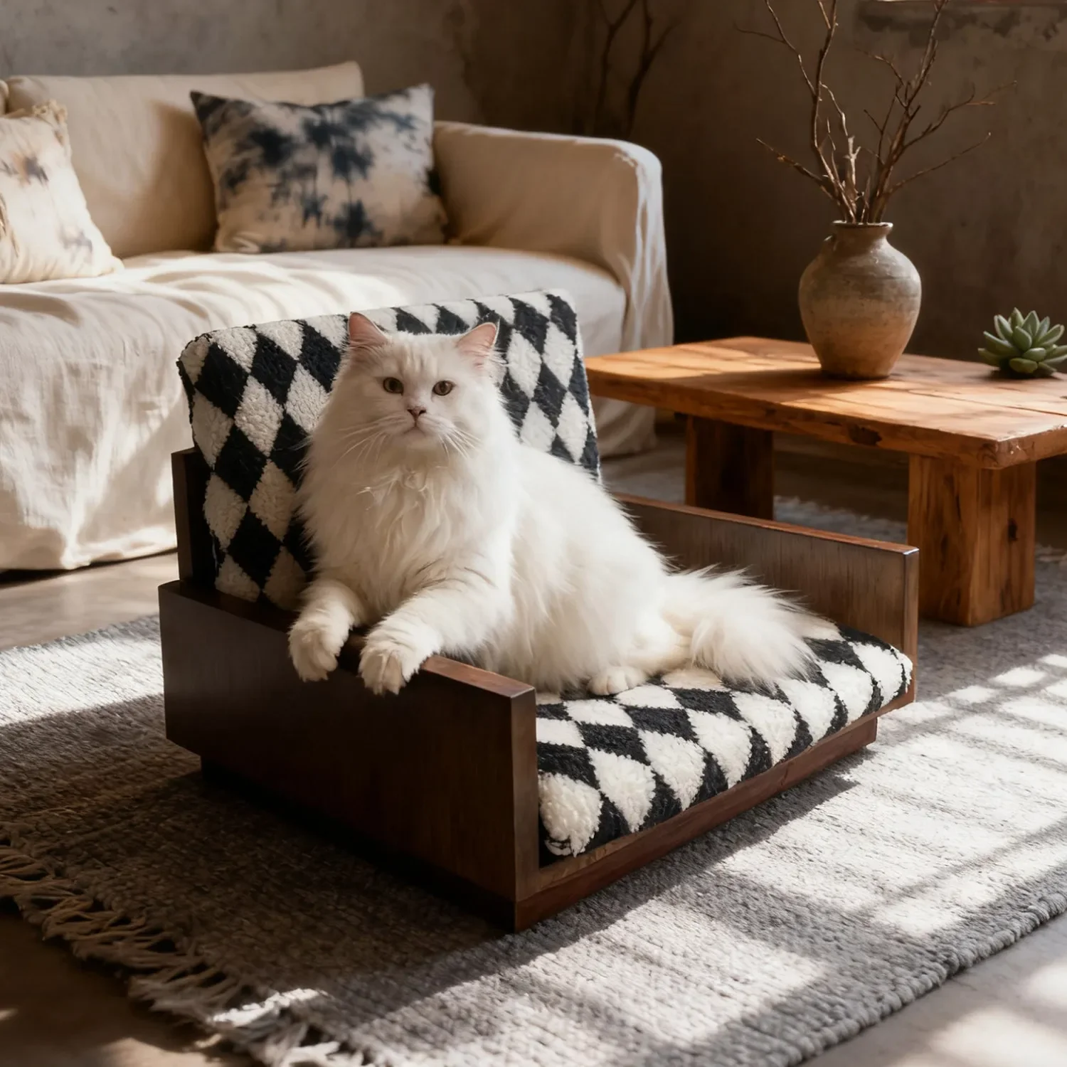 French medieval solid wood pet furniture cat bed kennel rest recliner small dog four-season universal sleeping sofa