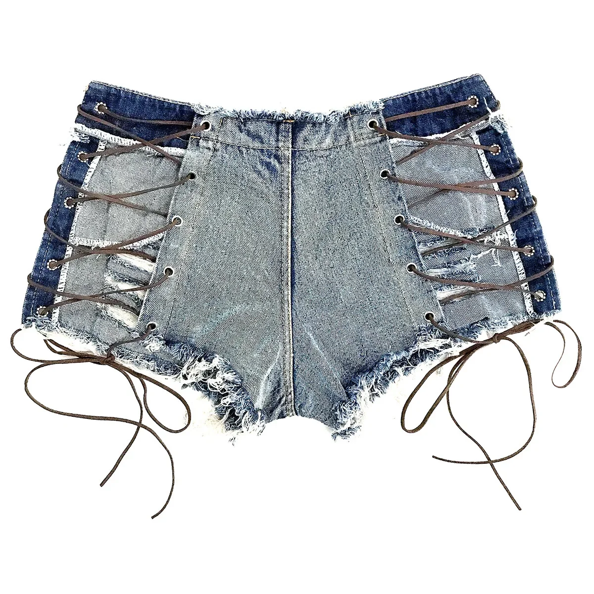 Mulheres sexy cintura alta denim jeans, bandagem, magro, shorts buraco, boate, novo