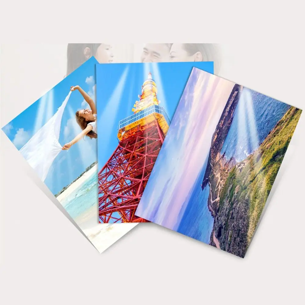 100/20 ورقة لامعة ورق طباعة الصور عالي اللمعان A4 3R 4R 5R 6R A5 A6 ورق التصوير الفوتوغرافي للطابعة النافثة للحبر الملونة Canon Epson HP