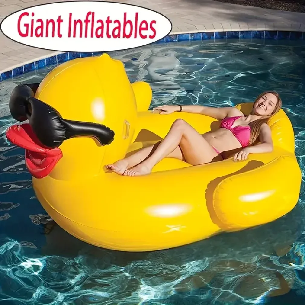 

Thickened Swimming Pool Floating Bed Air Mattress Giant Duck Inflatable Pool Water Lounge Chair Suitable For Pool & Beach Party