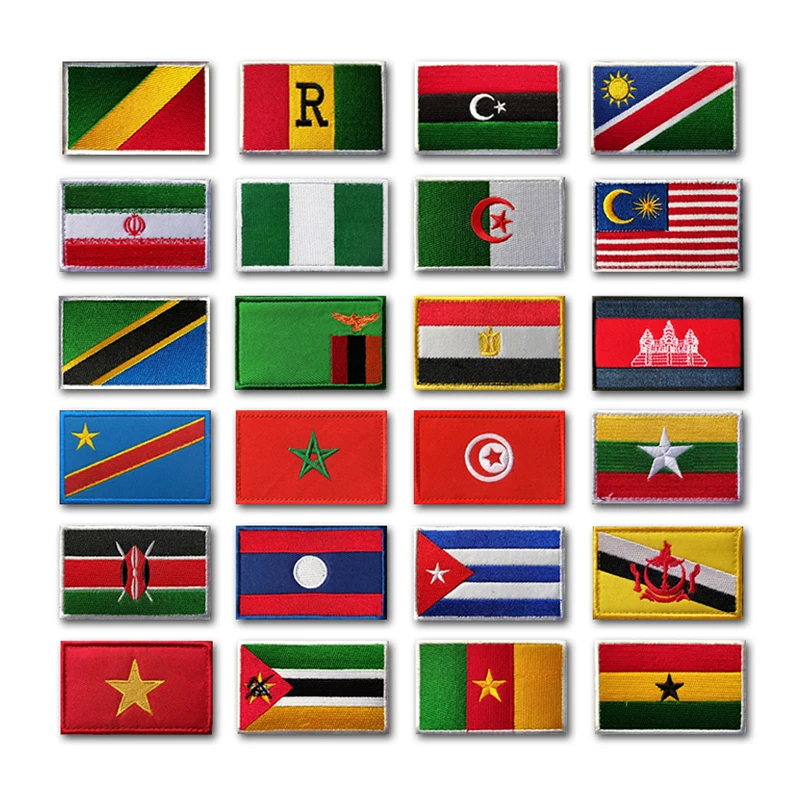 world europe africa countries flags Patch Badges Hook Loop Morocco South Africa Venezuela Rwanda Armband 3D Stick on Backpack