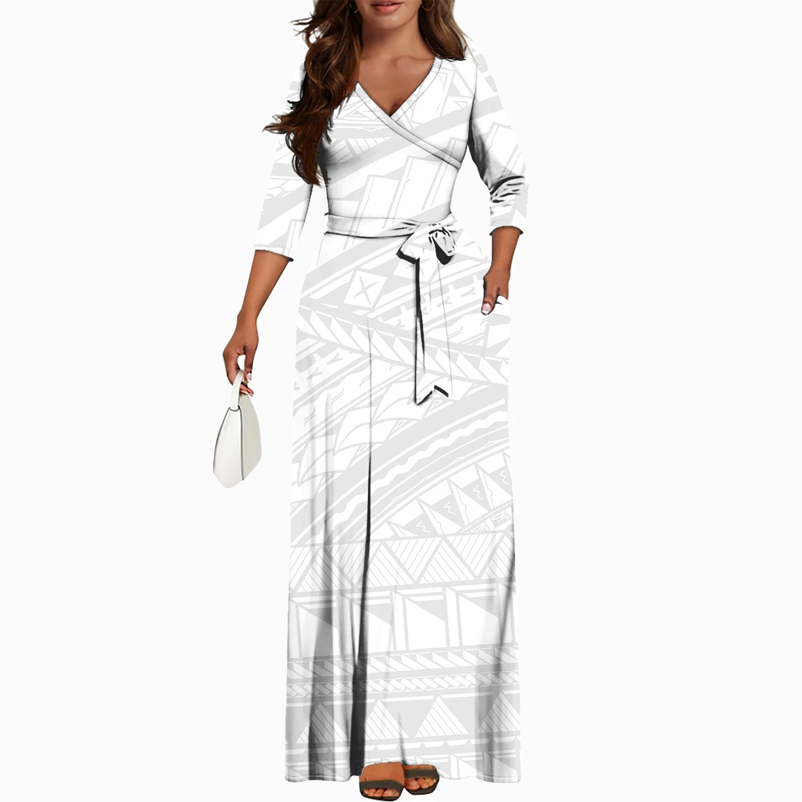 Robe à col en V pour femme, design hawaïen personnalisé, décontracté, mince, imprimé pour femme, grande taille, robe polynésienne, produits tendance