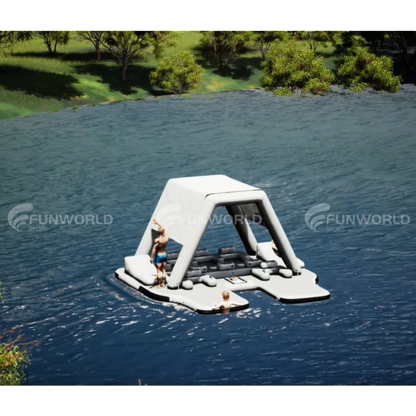 

Outdoor DWF Inflatable Floating Island Raft With Canopy Floating Tent Camping On Water Blow Up Pool Floats
