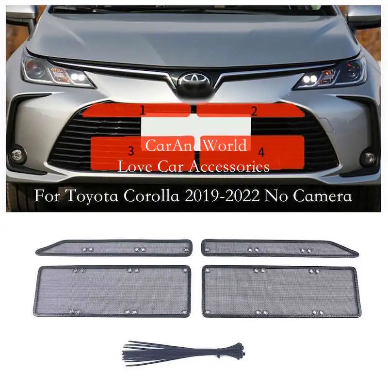 

Stainless Center Grille Insect Screening Mesh Insert Net Trims Car Accessories For Toyota Corolla E210 GR Sport HYBRID 2017-2024
