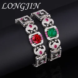 Multicolor Tennis Bracelets for Women Ladies Wedding Rainbow Colorful Zircon Claw Inlaid Red Crystal Charm Bracelet Jewelry Gift