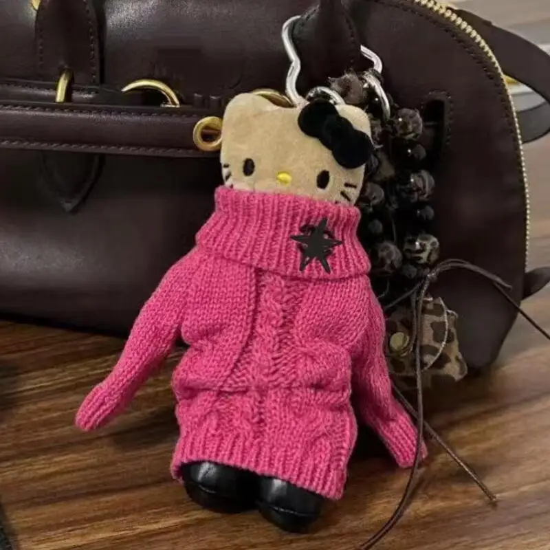 Sanrio Sweater Set Hello Kitty Pluche pop winter Nieuwe Creatieve Verkleedtas Rits accessoires sleutelhanger Mode decoratie cadeau