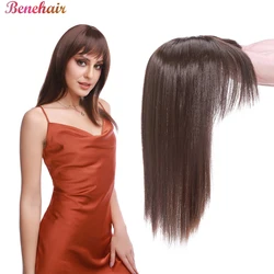 Benehair Synthetic 2 Clips In Hair Topper Women Hairpiece With Bangs 5x7CM Fake Hair Piece Straight Clip In Hair Extensions
