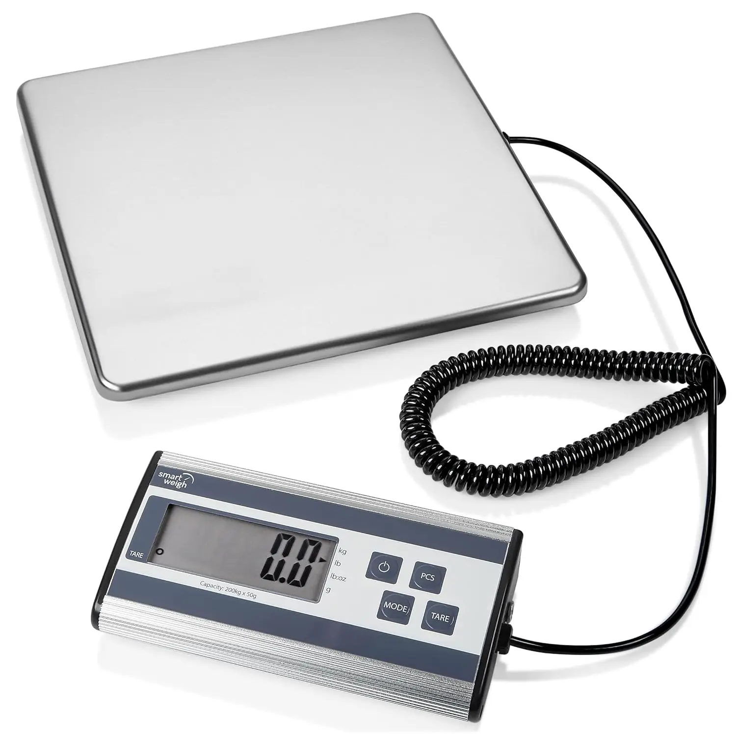 

Heavy Duty Digital Shipping Scale with Stainless Steel Platform, 440lbs Capacity, Tare Function for Packages & Luggage